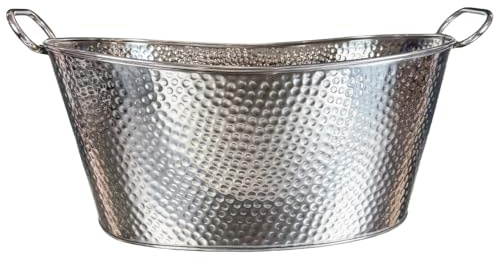 Buckingham Beverage Tub Hammered Stainless Steel Large Ice Bucket Drinks Cooler for Parties Events & Home Use Multi Purpose Wine Beer Storage Tub 22 Litre 47 cm