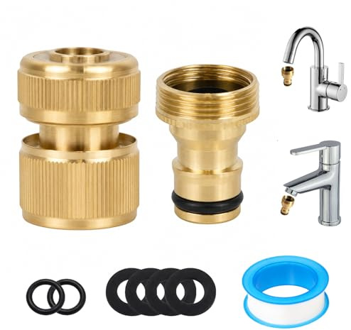 Garden Hose Tap Connector Fitting Set, 1/2 Inch Quick Connector Garden Hose Fittings, Outside Garden Hose Pipe Adapter for Kitchen Sink Garden Hosepipe