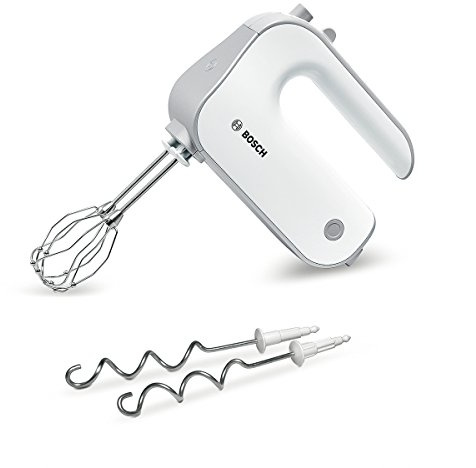 Bosch Elvisp Styline 500 Watt Vit - 5 hastigheter - Ergonomiskt handtag - Låg vikt - Enkel att använda - Sladdlängd 1,4 m - Inklusive vispar och 2 kraftfulla degkrokar - MFQ4030