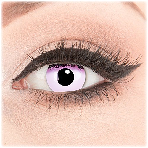 Farbige Kontaktlinsen zu Fasching Karneval Halloween 1 Paar Crazy Fun rosa 'Pink' mit Kombilösung (60ml) + Behälter in Topqualität von 'Glamlens' ohne Stärke