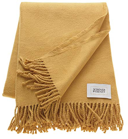 Schöner Wohnen Kollektion Tagesdecke 140x200 Baumwolle Mischung • unifarbene Kuscheldecke Basics • Sofadecke Gold