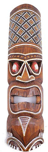 Coco Papaya Maschera Tiki Polinesia 50 cm in legno.