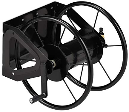 Relaxdays Avvolgitubo da Parete, con Manovella, per Tubi Lunghi Fino a 60 m, in Acciaio, HxLxP: 41,5 x 54 x 45 cm, Nero