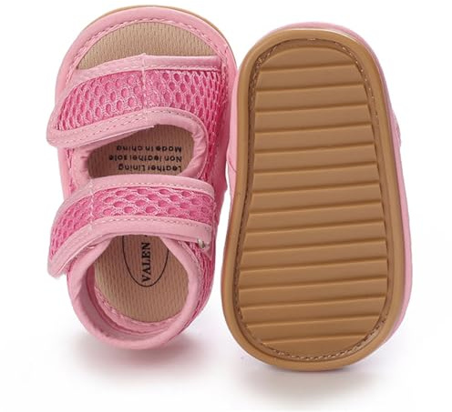 Timatego Baby Boys Girls Sandals Non Slip Soft Sole Outdoor Athletic Shoes Infant Toddler First Walker Crib Summer Shoes 3-18 Months, 04 Pink, Baby Sandals 6-12 Months Infant