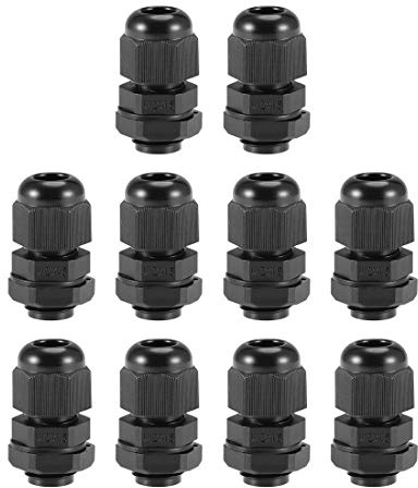 sourcing map 10 Stück Kabelverschraubung M12x1.5, Kabeldurchführung Wasserdicht IP68 Plastik verstellbare Kabelverbinder für 2-5mm Durchmesser Kabel, Schwarz