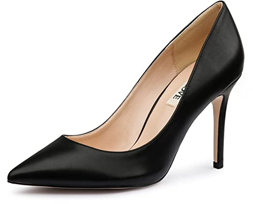 JOY IN LOVE Women's Pump Shoes 3.5 High Heels Pointy Toe Stiletto Pumps Black Matte 6.5US