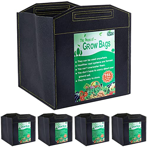 Growerz Square GrowPotz Lot de 5 sacs de culture haute résistance 15 l
