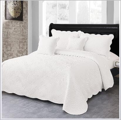 XIUWOUG Tagesdecke Bettüberwurf 230X250,Tagesdecke Mit Kissen Set,Steppdecke Bettdecke Stepp Decke Doppelbett Unterfüttert Und Gesteppt,Weiß,230x250cm