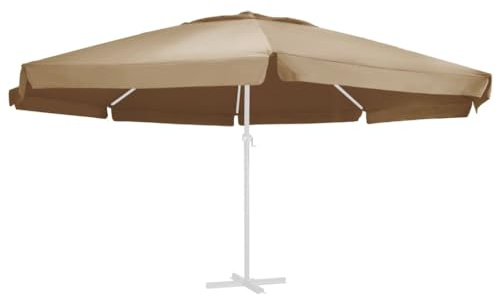 vidaXL Tela de Repuesto para Sombrilla, Cubierta de Parasol, Funda Resistente al Agua y Rayos UV, Cubierta para Sombrilla Exterior, Gris Taupe 600 cm