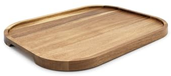 Bredemeijer großes Holz Serviertablett 40 x 30 cm - Tablett aus edlem Akazien-Holz mit seitlichen Eingriffen - für Snacks oder Getränke