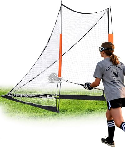 VEVOR Lacrosse Goal, 6' x 6' Lacrosse Net, Portable Lacrosse Goal with Carry Bag, Fiberglass Rod Backyard Lacrosse Training Equipment, Easy Setup Collegiate Goal, Perfect for Youth Adult Training