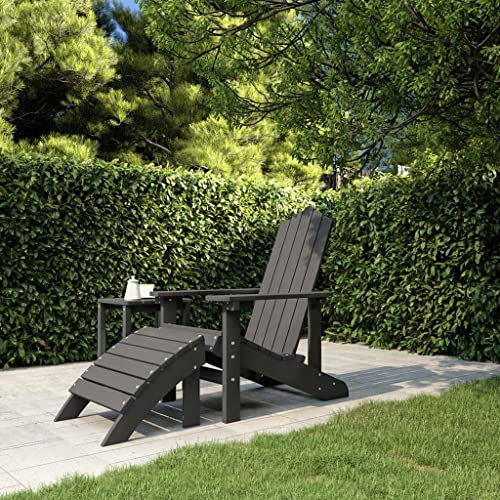 AUUIJKJF Home Outdoor OthersGarden Adirondack Stuhl mit Fußhocker, HDPE, Anthrazit