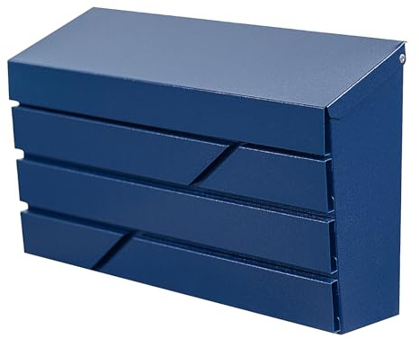 YOOBOX Wall Mount Mailbox for House Outside, Large Capacity Mailbox Drop Box, Galvanized Steel and Rust-Proof Metal Post Box, 15.74x9.84x4.33, Blue, MD065