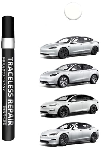 TOPABYTE Stylo de Retouche de Peinture pour Tesla Model Y X S 3 Highland Kit de Réparation de Peinture de Carrosserie Effaçant les Rayures pour les Propriétaires (Pearl White Multi-coat)-PPSW
