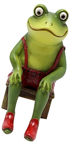 CIYODO Harz Frosch Statue Garten Dekoration Frosch Figurine Für Terrasse Balkon Blumenbeet Ornament Aus Harz