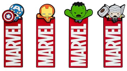 Grupo Erik Lesezeichen Marvel Avengers Figur Topper von Thor Hulk Iron Man und Captain America - Buch Zubehör Personalisiertes Lesezeichen aus PVC 5,4 x 12,7 cm Offizieller Marvel Fanartikel