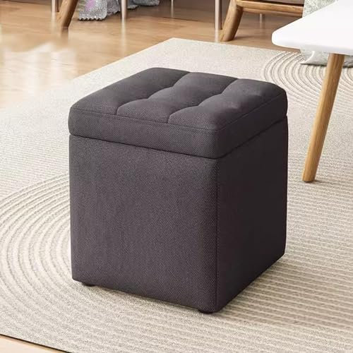 Moderner Hocker mit Ottomane, 30 x 30 x 35 cm, Couchtisch, kurzer Hocker, kurzer Ottoman-Fußhocker mit Stauraum, Fußstütze und Sitzwürfel für Schlafzimmer (Farbe: Dunkelgrau)