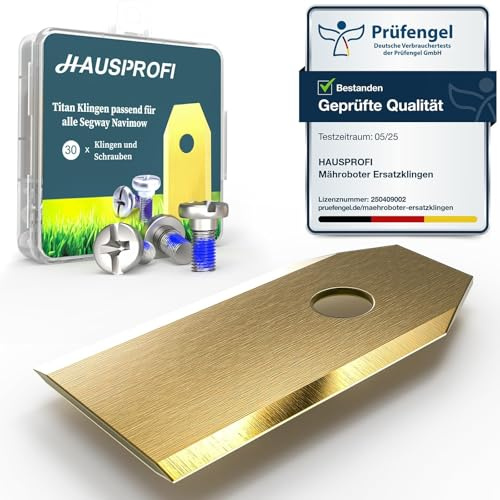 HAUSPROFI 30 x titanium robotic lawnmower blades, replacement blades, ultra-sharp, suitable for all Segway robotic lawnmowers, universal replacement blades, including 30 screws