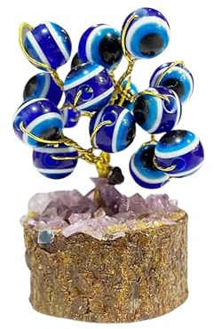 Home Genie Mini alberi di pietre preziose blu | Bonsai di cristallo Feng Shui buona fortuna per ricchezza e armonia | Set di alberi decorativi per la casa e l'ufficio 