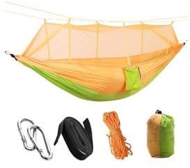 MNEVZX Hängematte Outdoor Hängematten mit Moskitonetz, Camping-Schlaf-Hängematte, Schaukelstuhl, Camping-Netz mit Aufbewahrungstasche, für den Außenbereich, Garten-Hängematten(05 Yellow)