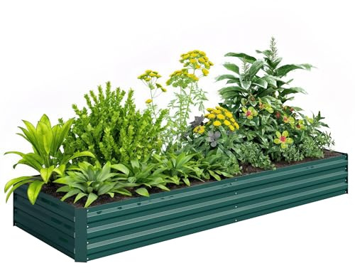 Outsunny Jardinera Exterior Grande Rectangular de Acero Galvanizado, Huerto Urbano para Cultivar Plantas, Macetero Grande Exterior con Base Abierta, Resistente a la Intemperie, 241x90,5x30 cm, Verde