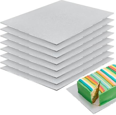MAHIONG 8 Pack 12 x 16 Cake Boards, Rectangle Cake Board, 3mm Thick Oblong Cake Drum For Celebration Cakes, Birthday Treats