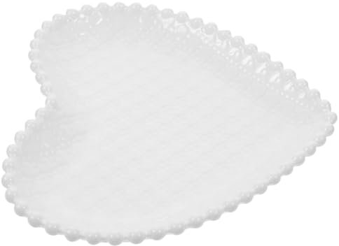 DINHEAROM Piatto in Porcellana Forma Cuore Porta Snack Decorativo Tavolo Colazione Frutta Dessert