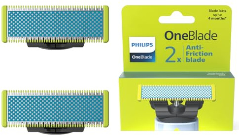 Philips OneBlade First Shave Klingen, passend für alle OneBlade und OneBlade Pro Modelle, für besonders empfindliche Haut im Gesicht, original von Philips, 2er-Pack (Modell QP225/50)