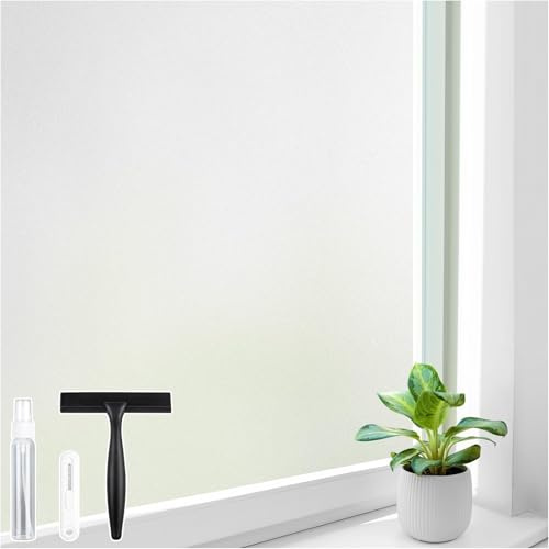 Homein Frosted Glass Window Privacy Film with Tools UV Blocking Privacy Film for Glass Windows, Static Cling No Glue Removable Reusable Anti Glare for Home Day and Night, Pure 35.4 x 78.7