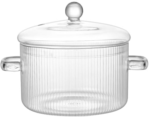 Glass Simmer Pot for Stove Top 1600ml Heat-Resistant Clear Glass Saucepan for Soup Pasta Milk & Baby Food