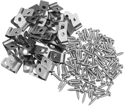 DECHOUS 100 Ensembles Clips de Fixation Aluminium avec Vis Lot de Pinces Robustes pour Grillage Rigide et Clôture Agricole Accessoires Pratiques pour Installation de Clôtures et Cages