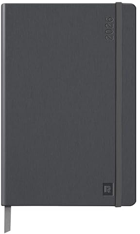 Rhodia 194731C - Webplanner Taschenkalender 2026, DIN A5 14,8x21 cm, 80 Blatt elfenbein 90g, horizontales Kalenderraster, Titan Hellgrau, 1 Stück
