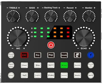 Streaming Sound Card on V8 - Sound Card Mixer for Streaming in | Karaoke Card in 7 Modes Streaming Soundboard Streaming Mixer Audio Mixer