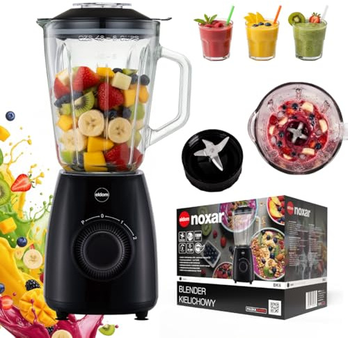 Standmixer 1000W, Glas Blender mit Ice Crush Funktion, Smoothie Mixer 1,8L, 2 Geschwindigkeiten + Pulse, Edelstahlmesser, 22.000 U/min, BPA-frei, Mixer für Smoothies, Suppen & Eis, BK6 Eldom