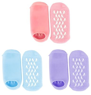 YIPFEN 3 Paia di Calze in Gel, Calze Idratanti per Piedi Secchi e Screpolati, Antiscivolo con Punta Aperta, Riutilizzabili per Uomo e Donna, Rosa + Blu + Viola