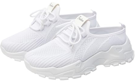 Zapatos de malla transpirables y ligeros para mujer, versátiles y delgados, cómodos zapatos de malla deportiva con medio arrastre, zapatos coloridos para mujer, Blanco, 39 EU
