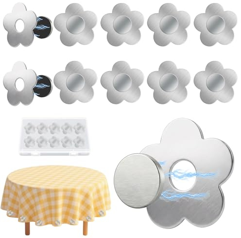 FUDUOXIAO 10 Stück Tischdeckenbeschwerer Extra Schwer, Magnet Tischdeckenbeschwerer Edelstahl Tischdeckenklammern Tischdecken Beschwerer Draußen, Tischdeckengewichte für Garten Hochzeit Camping