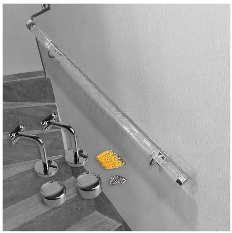 C Acrilico Scala il KitAntiscivolo Trasparente Cristallo Ringhiera per scale Interne Disponibile in Lunghezze da 0,9 m a 6,1 m Moderna Protezione Scala per Safe & SLE