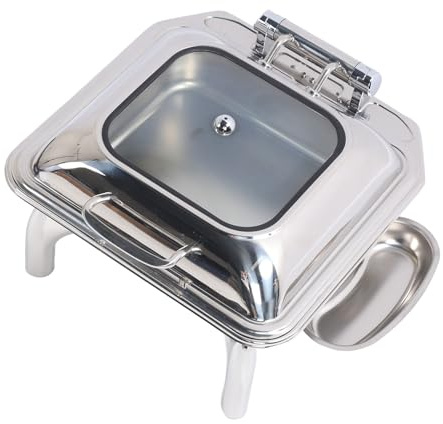 Stylebest Chafing Disk Buffet Set 6L Chafer i Rostfritt Stål med Glaslock för Cateringevenemang och Fester