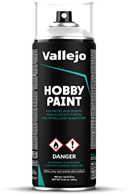 Vallejo Hobby Paint Spray Gris 400 Ml. Imprimación en Spray para Modelismo y Maquetas de Acabado Mate y Autonivelante. Capa Base en Aerosol con 2 Difusores