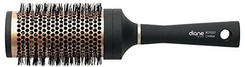 Diane Gold Thermal Ceramic Round Metal Brush with Heat-Resistant Nylon Bristles, 2 Diameter Barrel for Quick Drying and Volume, Black