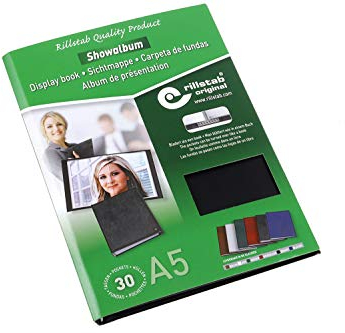 Rillstab RI99534 A5 Präsentationsmappe für Schule & Projekt - Sichtbuch & Präsentationsbuch - 30 Transparente Hüllen - Dokumente Organisieren ohne Lochen- Schwarz