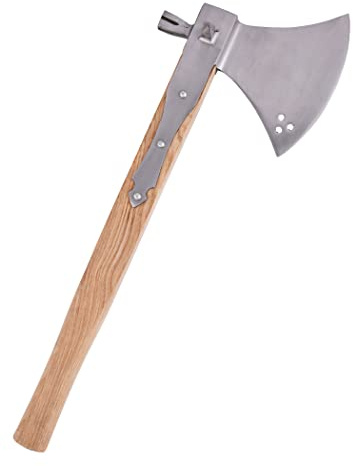 Ulfberth Mittelalter Schlachtaxt mit Hammer, 16. Jahrhundert, 44 cm | Wikinger, Reeactment, Axt, echt Metall, ab 18