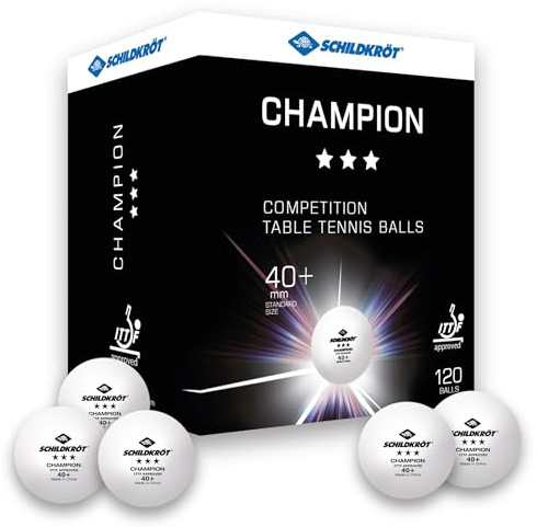 Donic-Schildkröt Tischtennisball 3-Stern Champion ITTF, Wettkampfball in Poly 40+ Qualität, 120 Stk. im Großkarton, weiß, 608542
