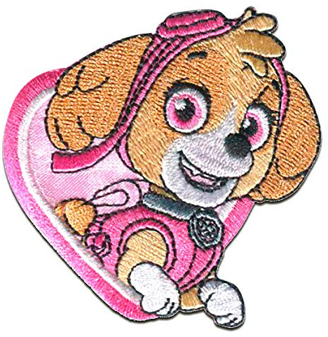 Comercial Mercera Paw Patrol Skye Aufnäher zum Aufbügeln 6,8 x 6,3 cm Bügelbild für Kinder mit Superhunde Hund Welpen Fan, Bügelpatch Patches Bügelflicken Geschenk
