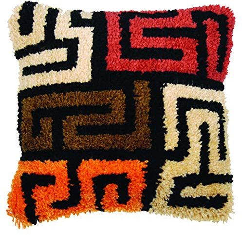 Vervaco Kit Point Noué Á Faire Coussin Broderie Debutant DIY KUBA Latch Hook Kit Complet Decoration Maison Manuelle Loisir Créatif ca. 40 x 40 cm Embroidery