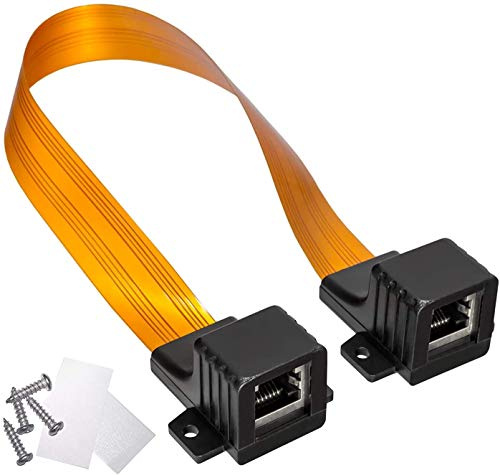 HB-DIGITAL LAN Ethernet RJ45 Fensterdurchführung Kabel Gold + Befestigungsschrauben + Klebepads für Fenster und Türen Ultra Flach