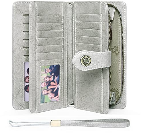 SENDEFN Geldbörse Damen Leder Portmonee Gross Frauen Clutch RFID Schutz Blocking große Kapazität Lang Geldbeutel mit 24 Kartenfächer und Portemonnaie Abnehmbare Handschlaufe