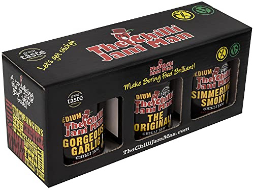 The Chilli Jam Man Medium Box - Set of 3 Sweet Spicy Pepper Vegan Relish - 3 x 200g