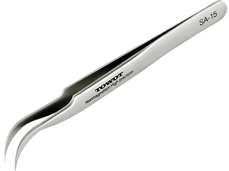 Eagle Beak Stainless Steel Tweezers for Craft, Electronics, Soldering, Jewelry-Making - Non-Magnetic Curved Tweezers by TOWOT